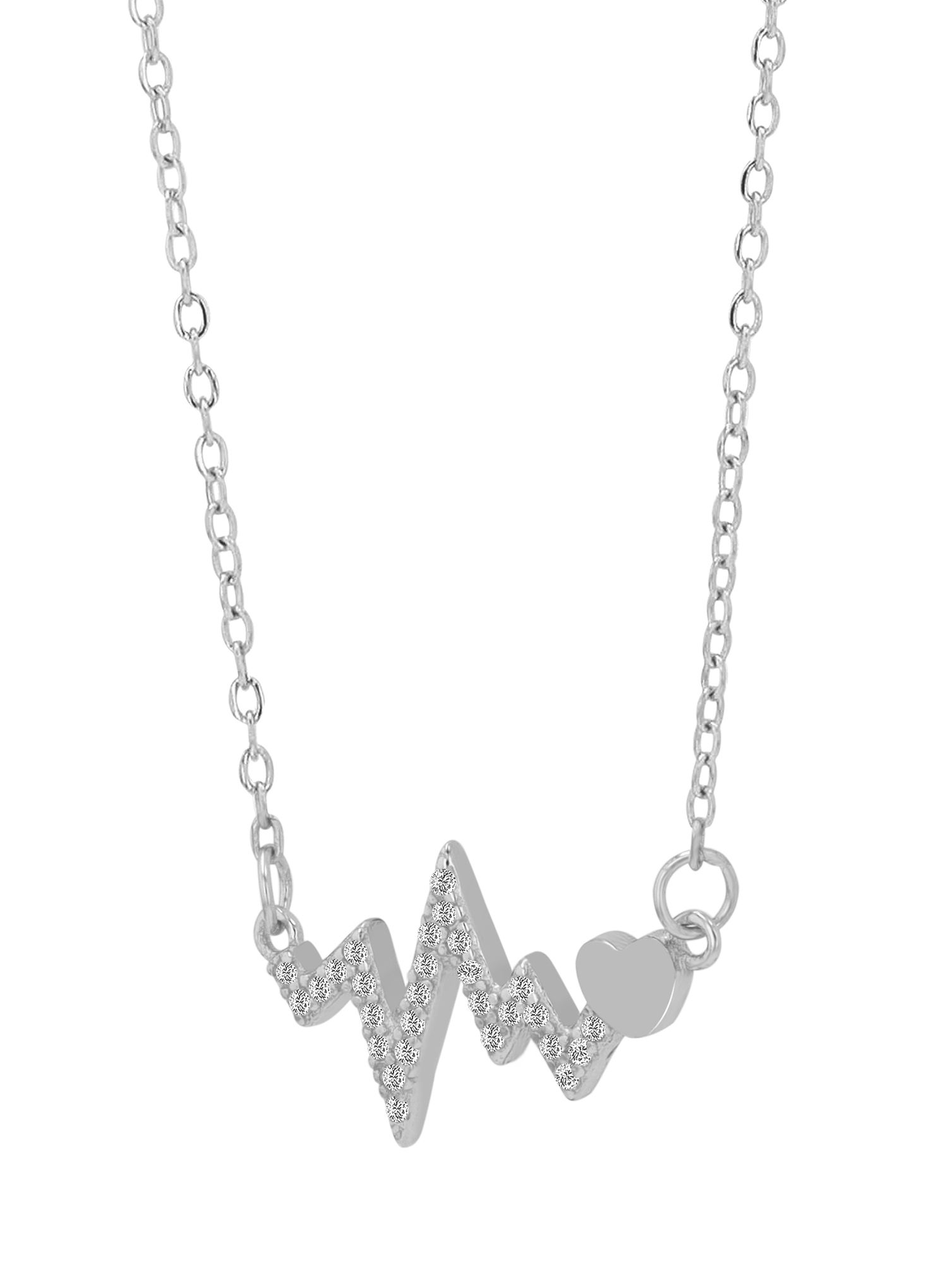 "Lucia" 925/- Echt Silber Kette 42+5 cm mit Anhänger - Heartbeat, rhodiniert