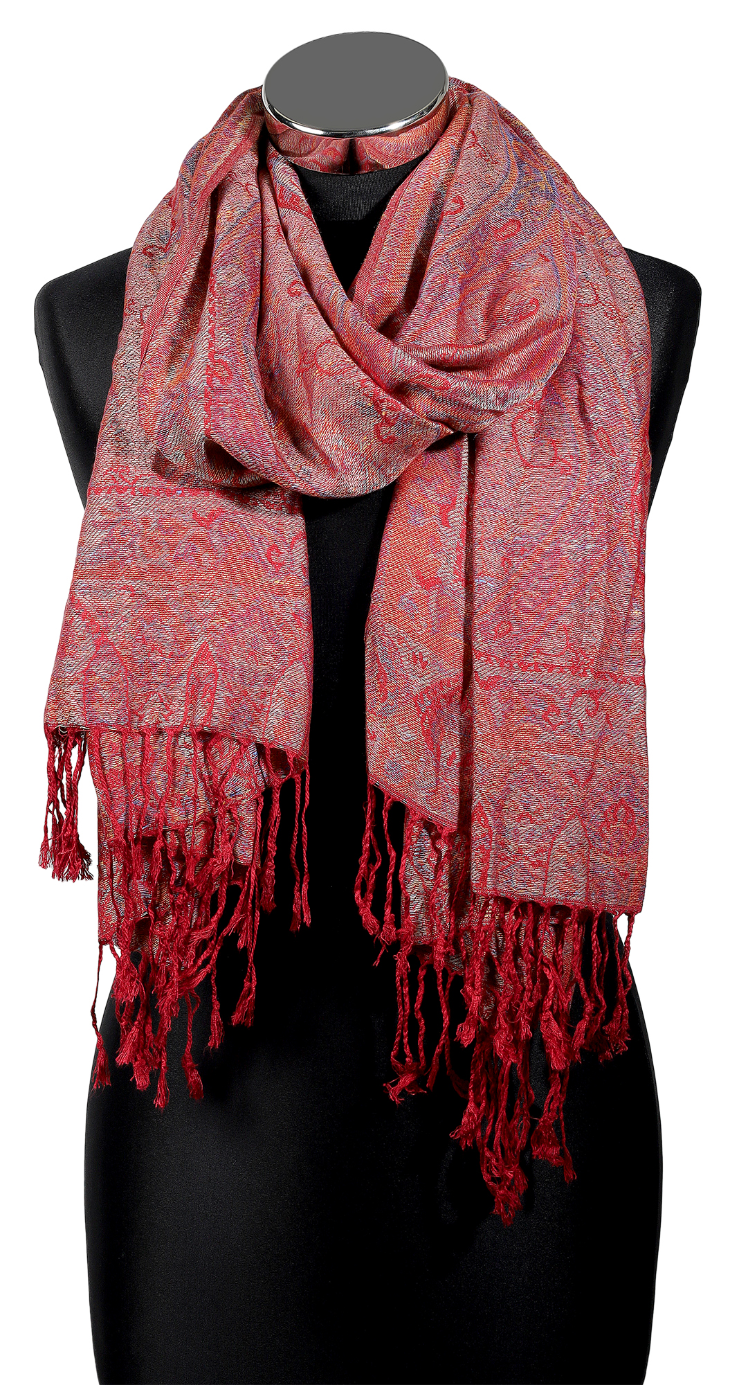 Schalpaket, 100% Viskose, VE 4, Paisley-Muster - rot
