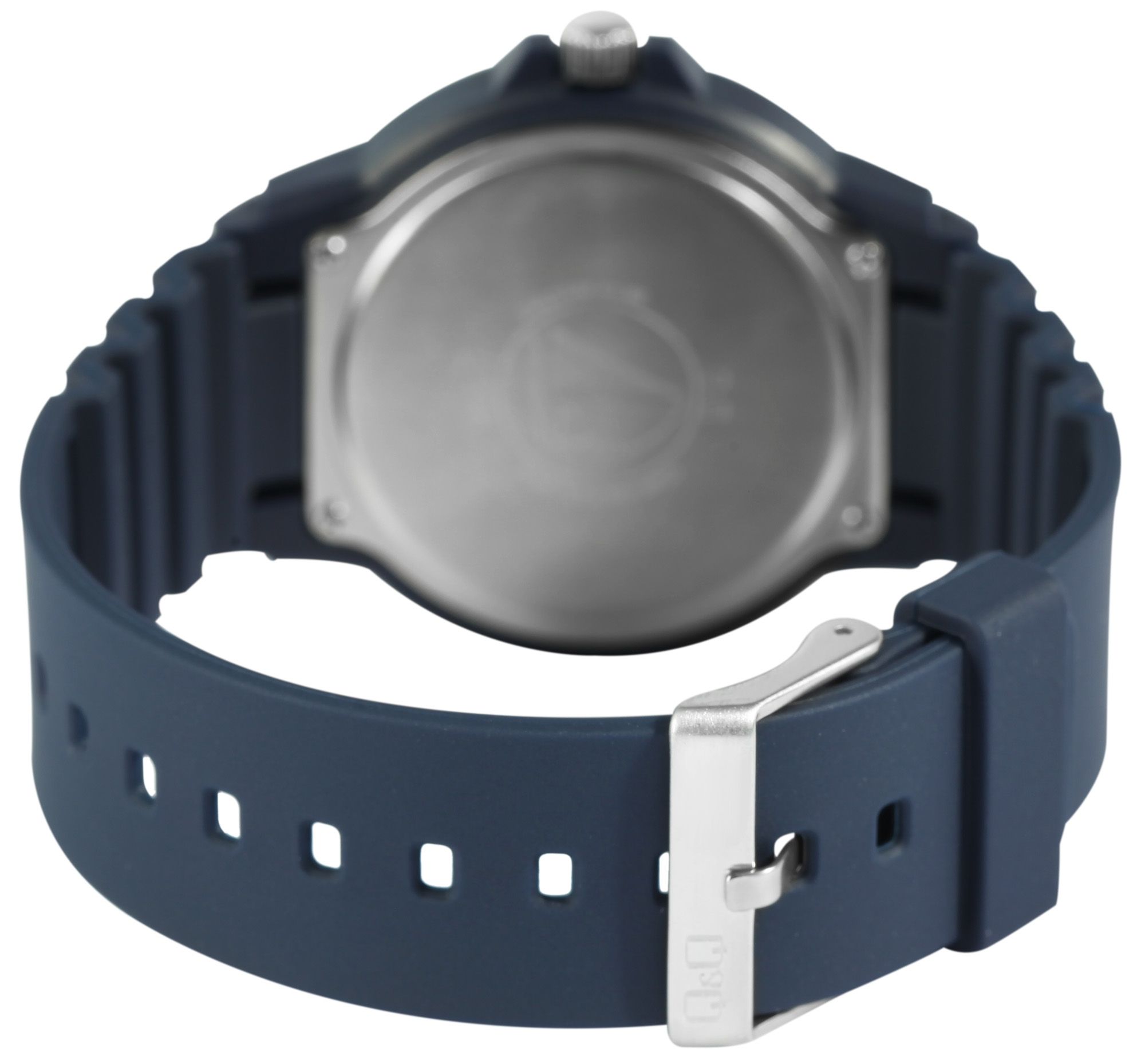 Q&Q Herrenuhr mit Silikonarmband, Ø 43 mm, blau/ orange Details
