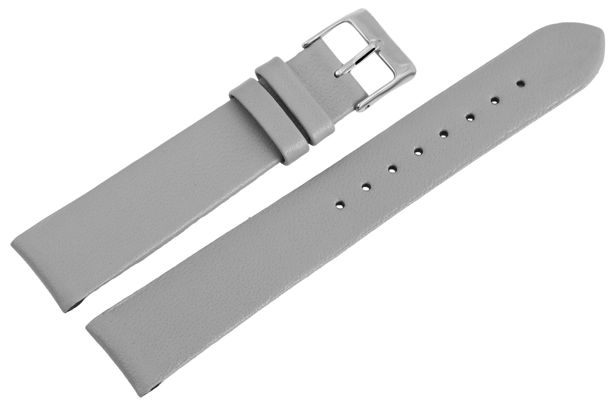 Echtleder-Uhrenarmband, nahtlos, grau, 20 mm