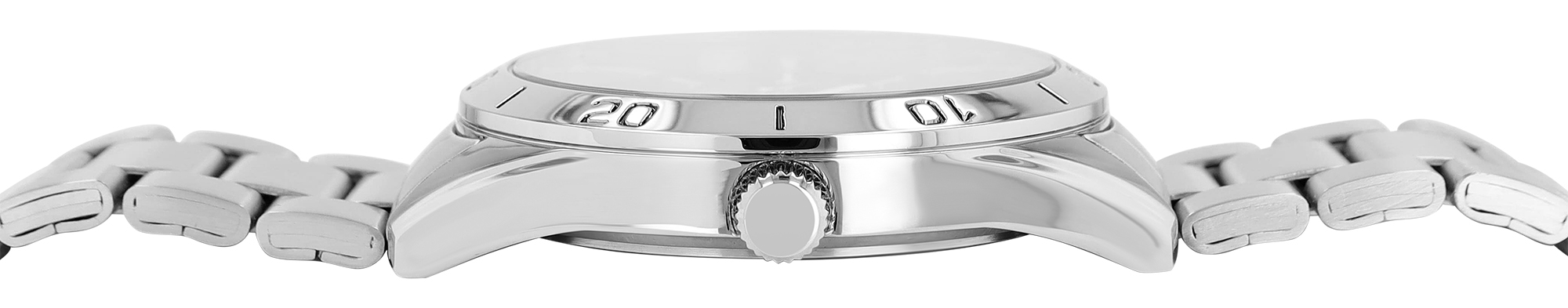 Q&Q Herrenuhr mit Edelstahlband, Ø 43 mm, silberfarben/ weiß