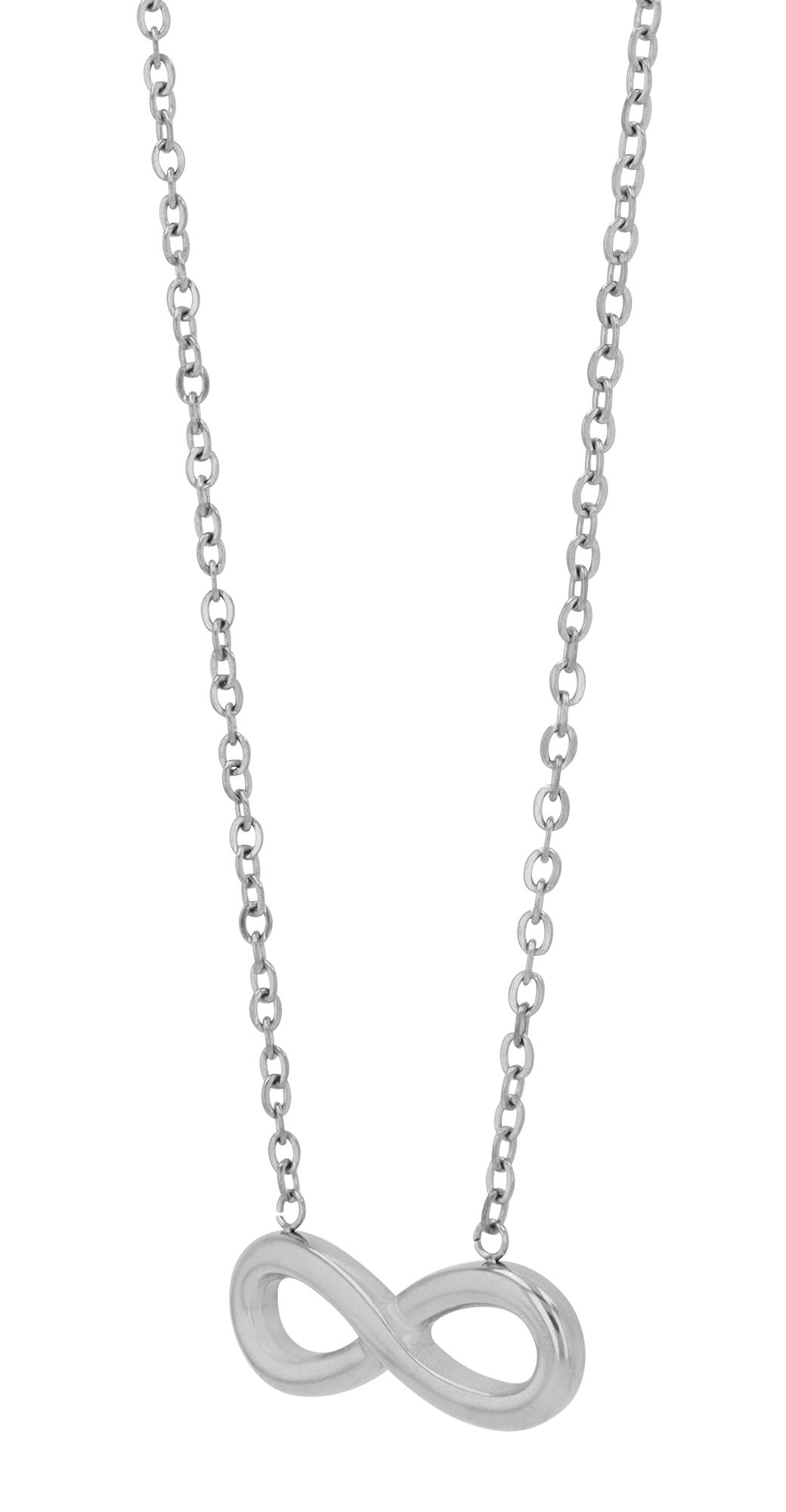 "Suki" . Infinity, Edelstahlkette (42 + 5 cm) mit Anhänger, Silber