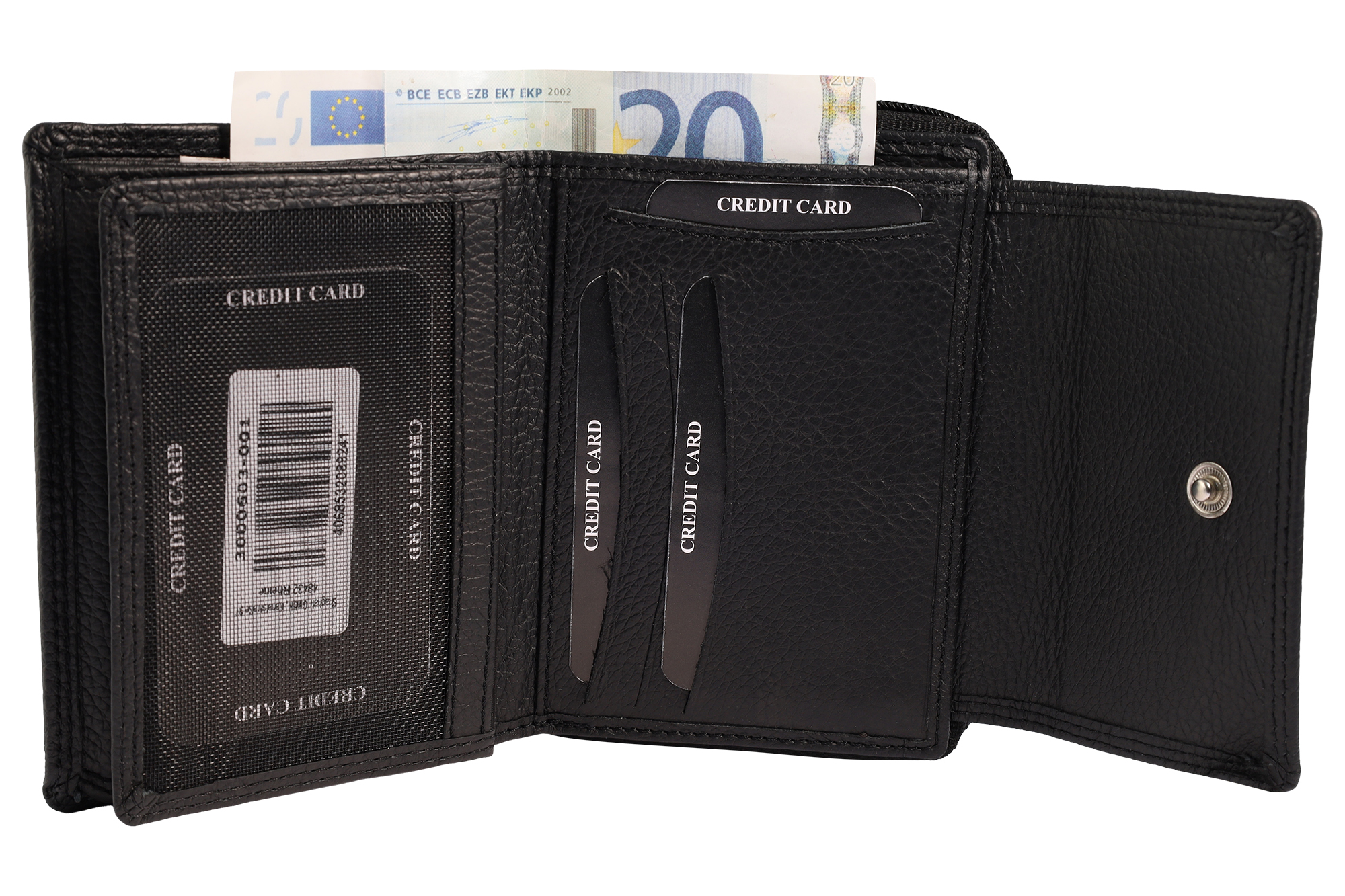 Leonardo Verrelli Echtleder (Nappa) Damen Geldbörse, RFID, schwarz