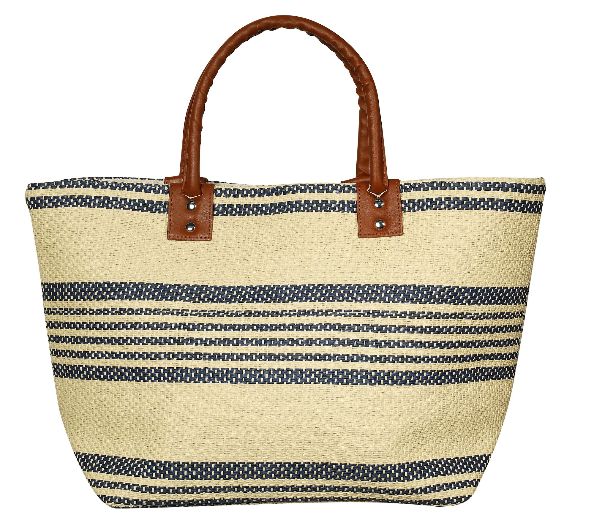 Damentasche/Strandtasche aus Stroh, gestreiftes Design