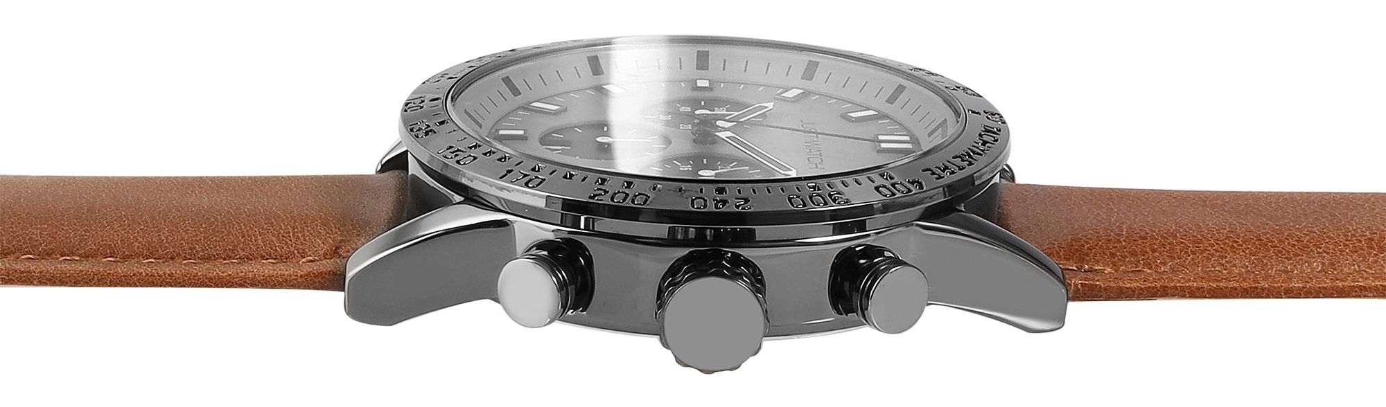 Just Watch Herrenchronograph mit Lederarmband, 5 ATM, braun