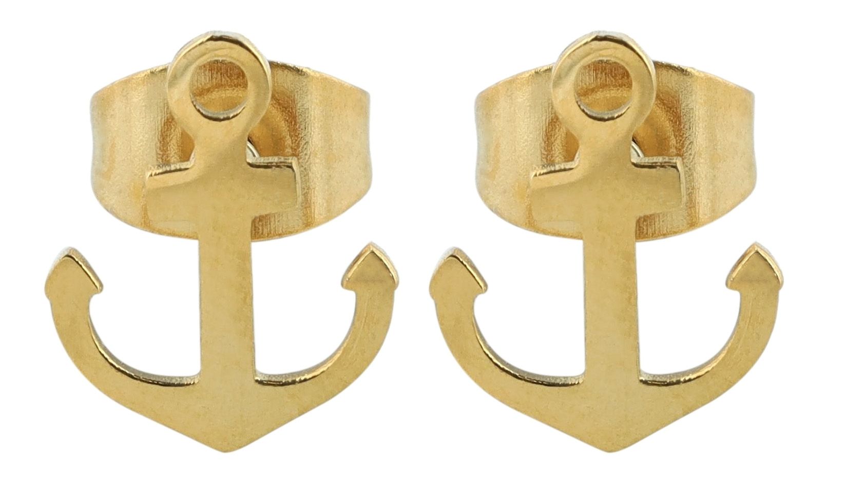 "Niall" Edelstahl Ohrstecker - Anker, goldfarben