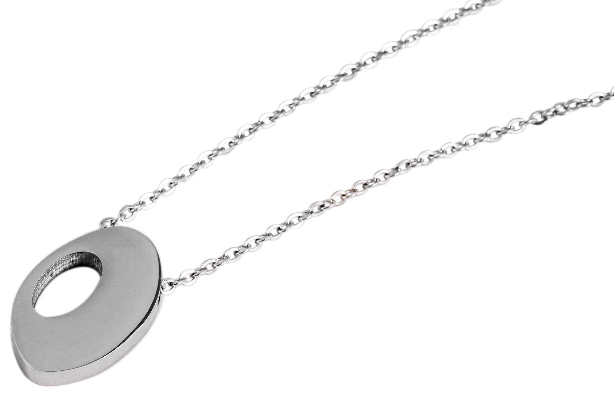 Edelstahl Schmuckset, Kette 43 + 5cm mit Anhänger + Ohrringe, silberfarbig