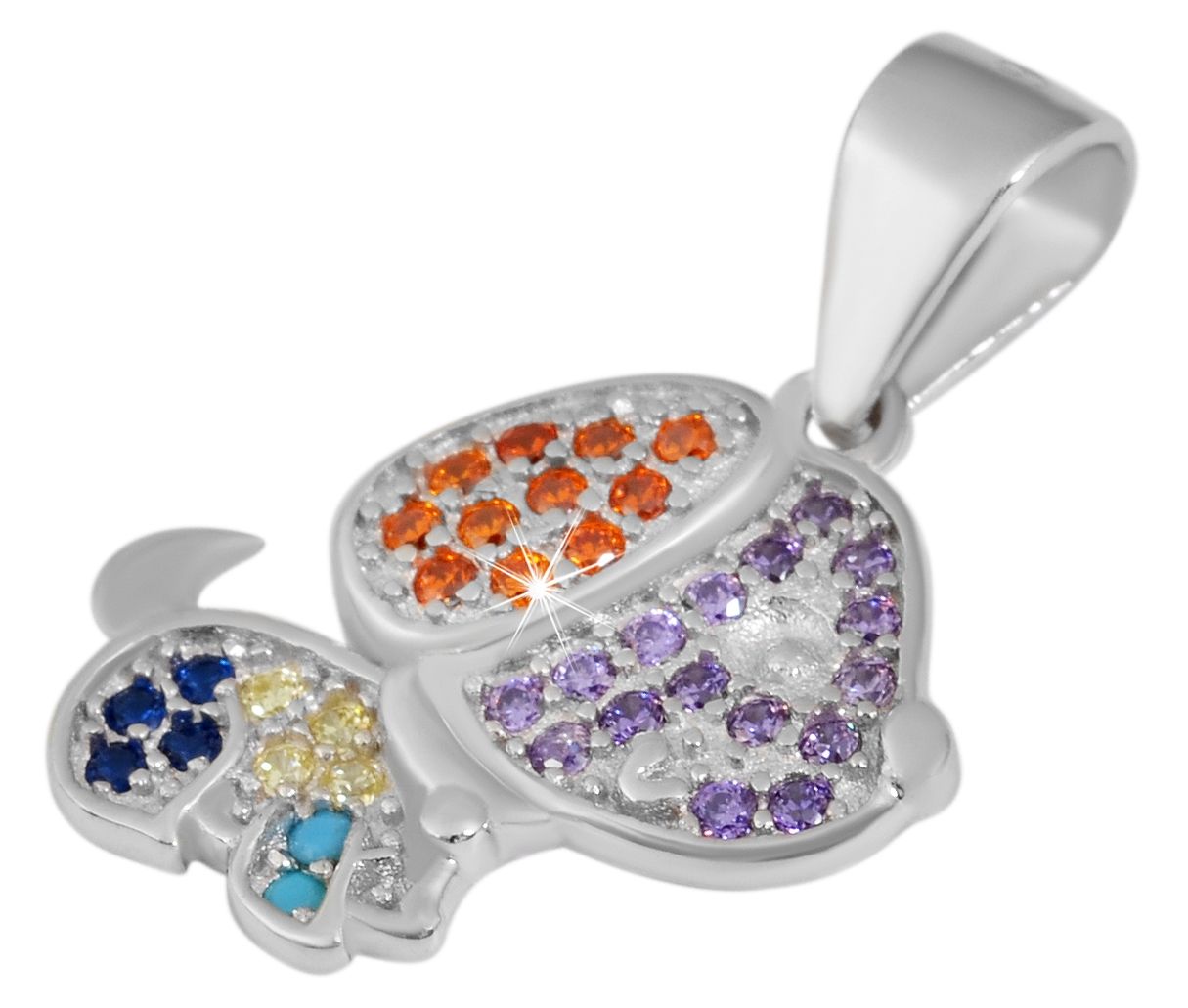 "Joy" 925/- Echt Silber Schmuckset (Ohrstecker & Anhänger), Kinder - Hund, rhodiniert