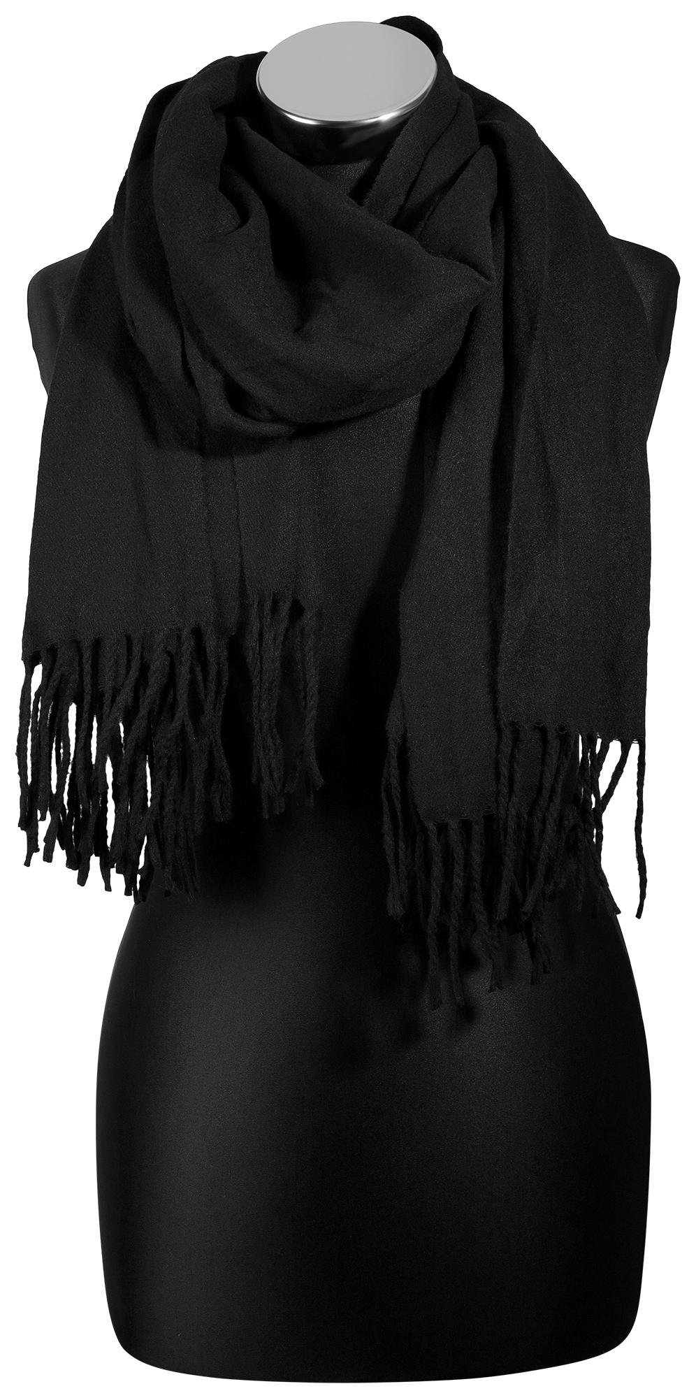 Winterschal, unifarben Schwarz, 100% Viskose, VE 4