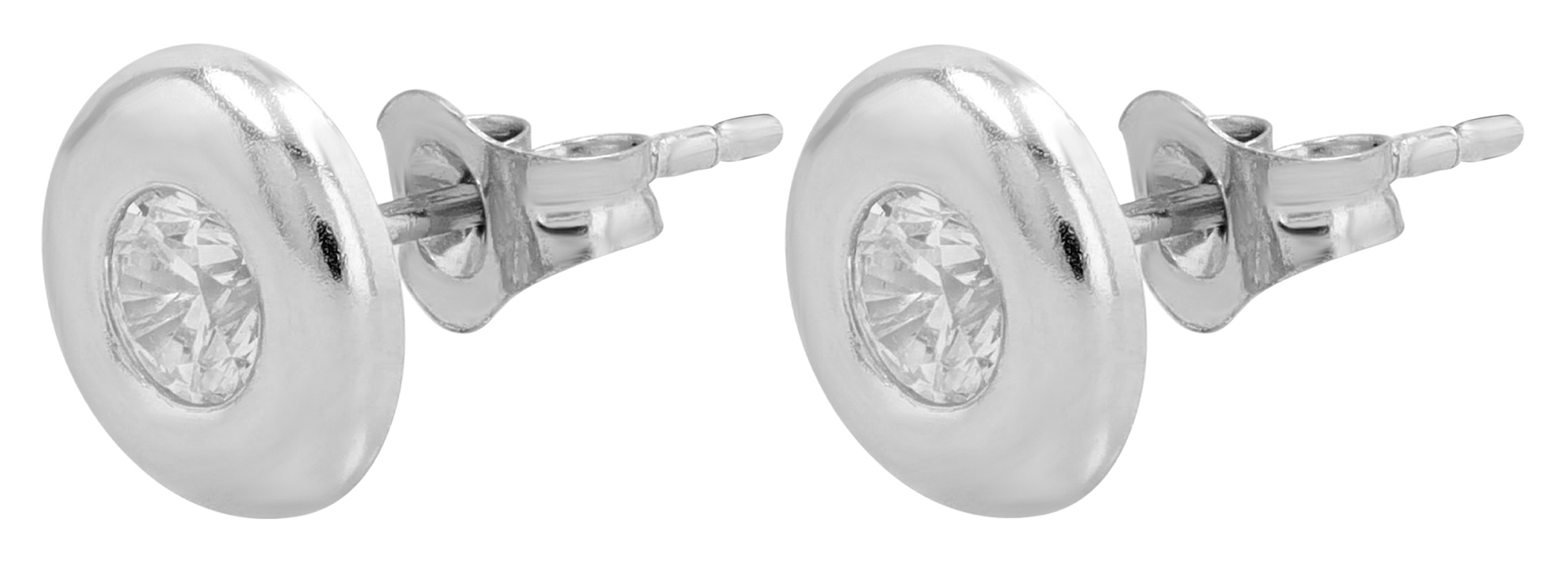 333/- Echt Gold "Zari" Ohrstecker Ø 7 mm, Zirkoniam Weißgold, 8 Karat