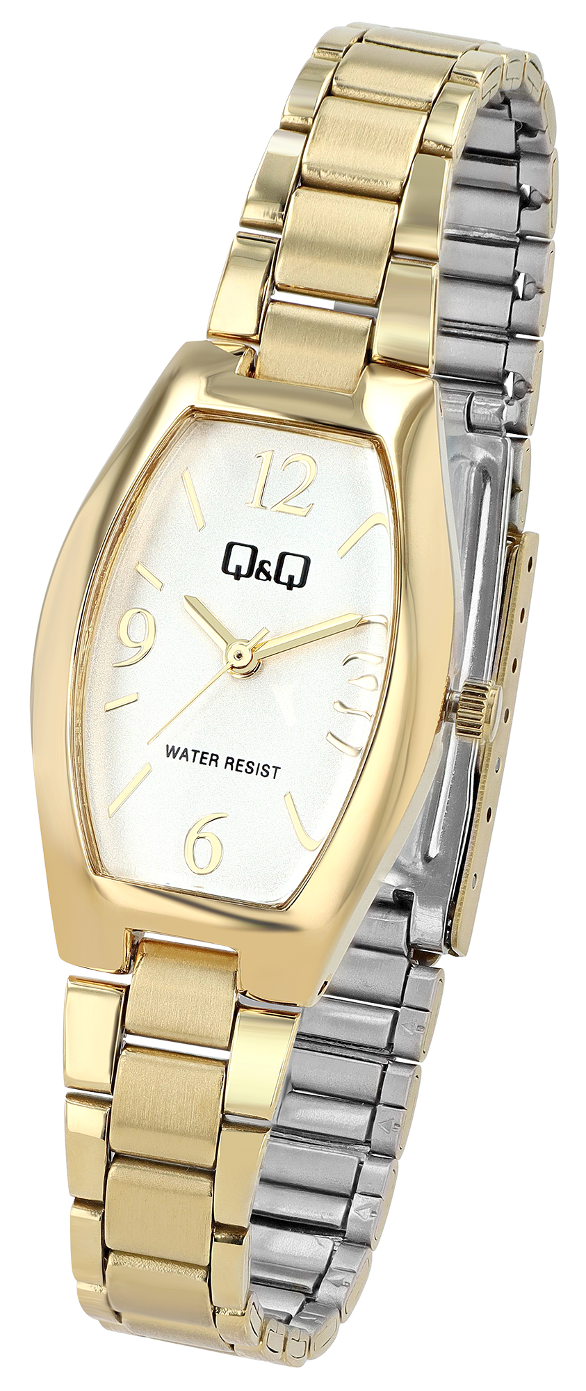 Q&Q Damenuhr, Edelstahlband, Tonneau, goldfarben