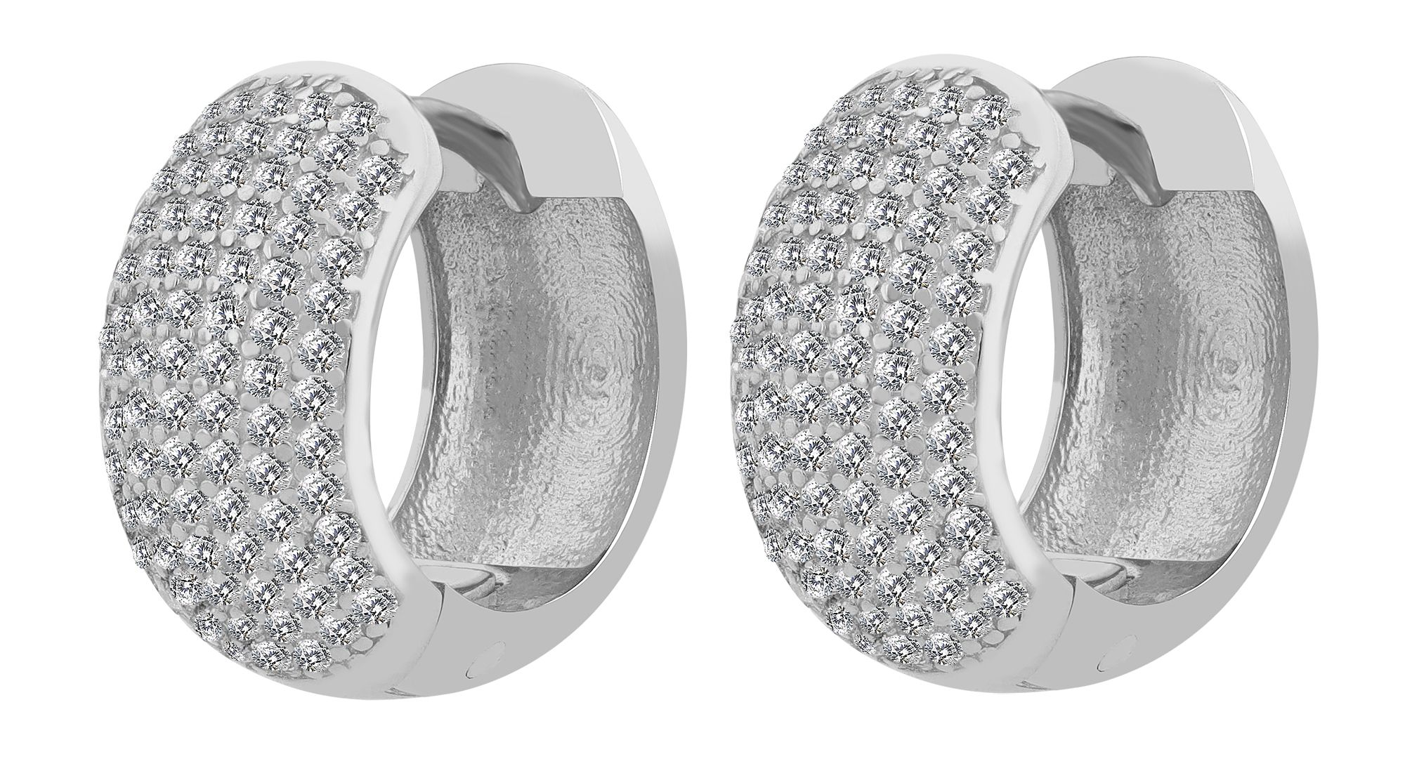 925/- Echt Silber Klapp-Creolen "Lavande", Zirkoniabesatz, rhodiniert