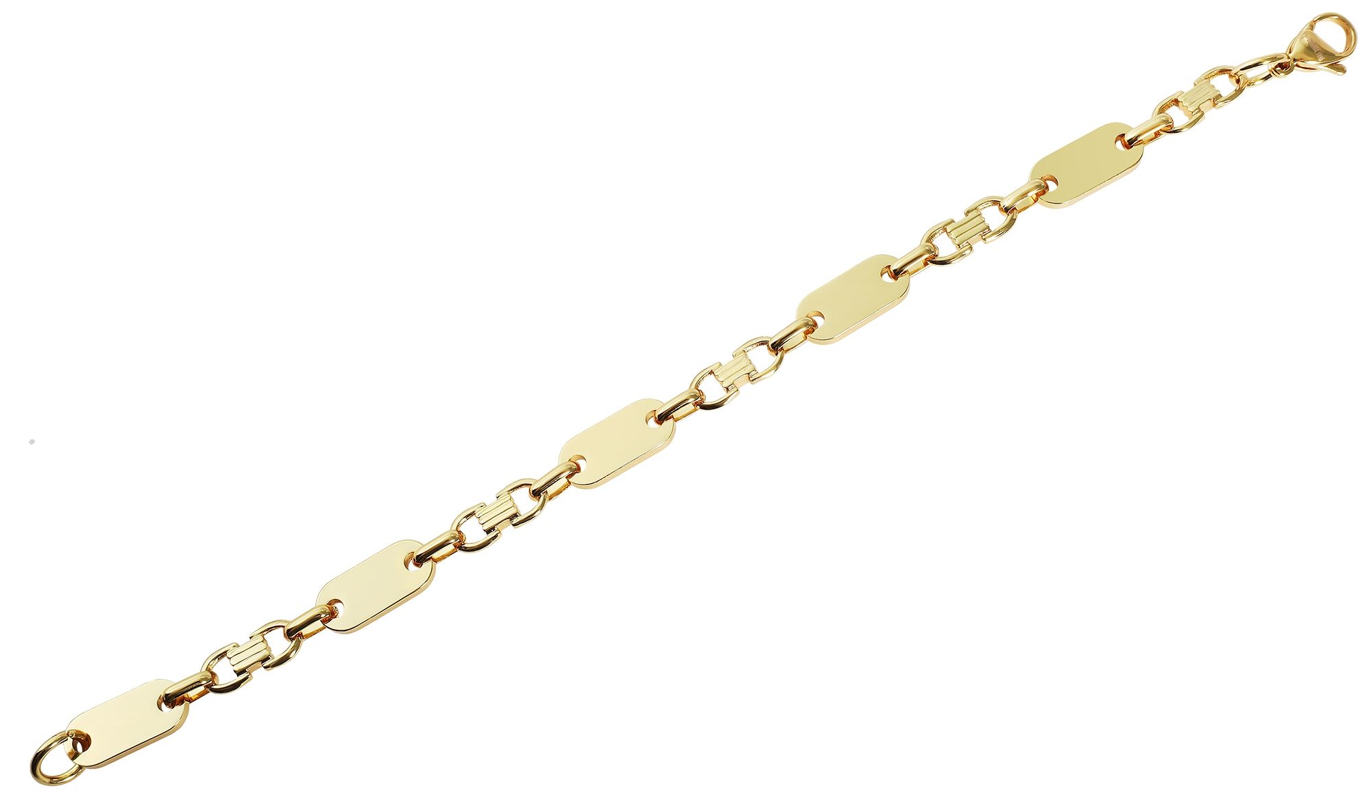 "Ino" Edelstahl Plattenarmband, goldfarbig, 19 cm/ 8 mm