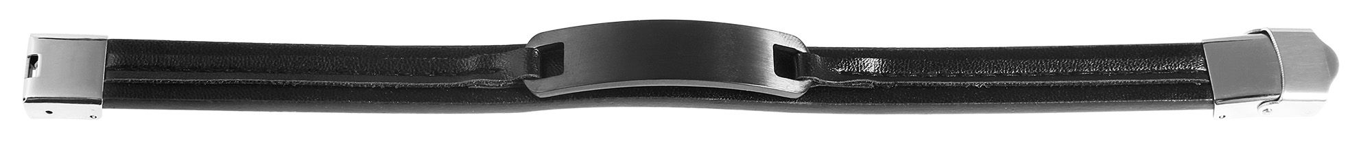 Akzent Armband aus Echtleder und Edelstahl, schwarz/schwarz