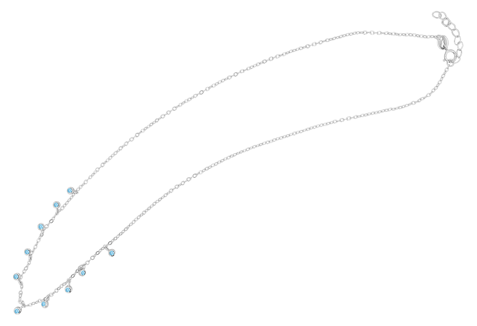 "Amaly" 925/- Echt Silber Kette mit Anhänger (hellblaue Zirkone), silberfarben rhodiniert