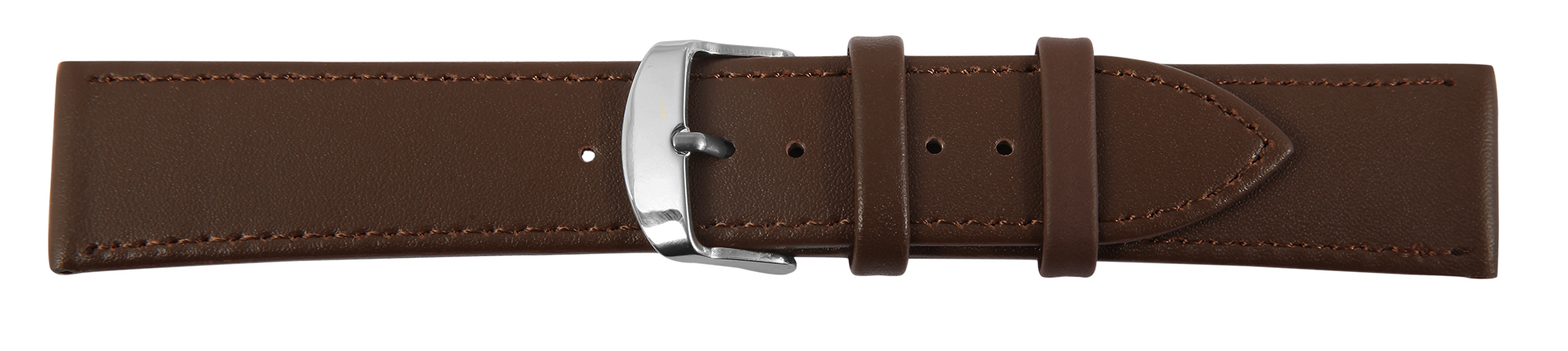 Echtleder-Uhrenarmband, braun/ silberfarben, 22 mm