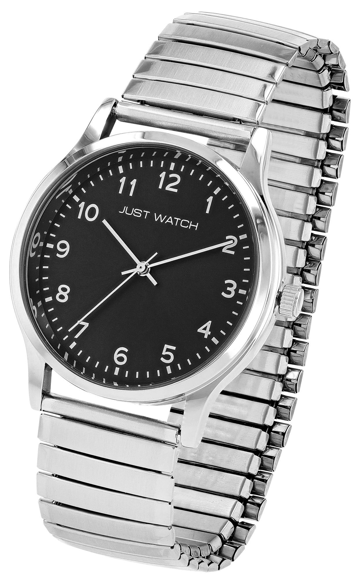 Just Watch "Ferdinand" Herrenuhr Ø 39 mm mit Edelstahl Zugband, silberfarben/ schwarz