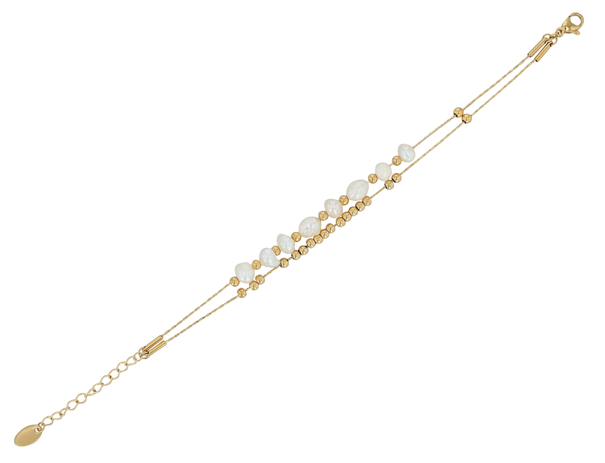 "Arabella" Edelstahl, Doppelarmband-Armband, 17 + 5 cm, goldfarben