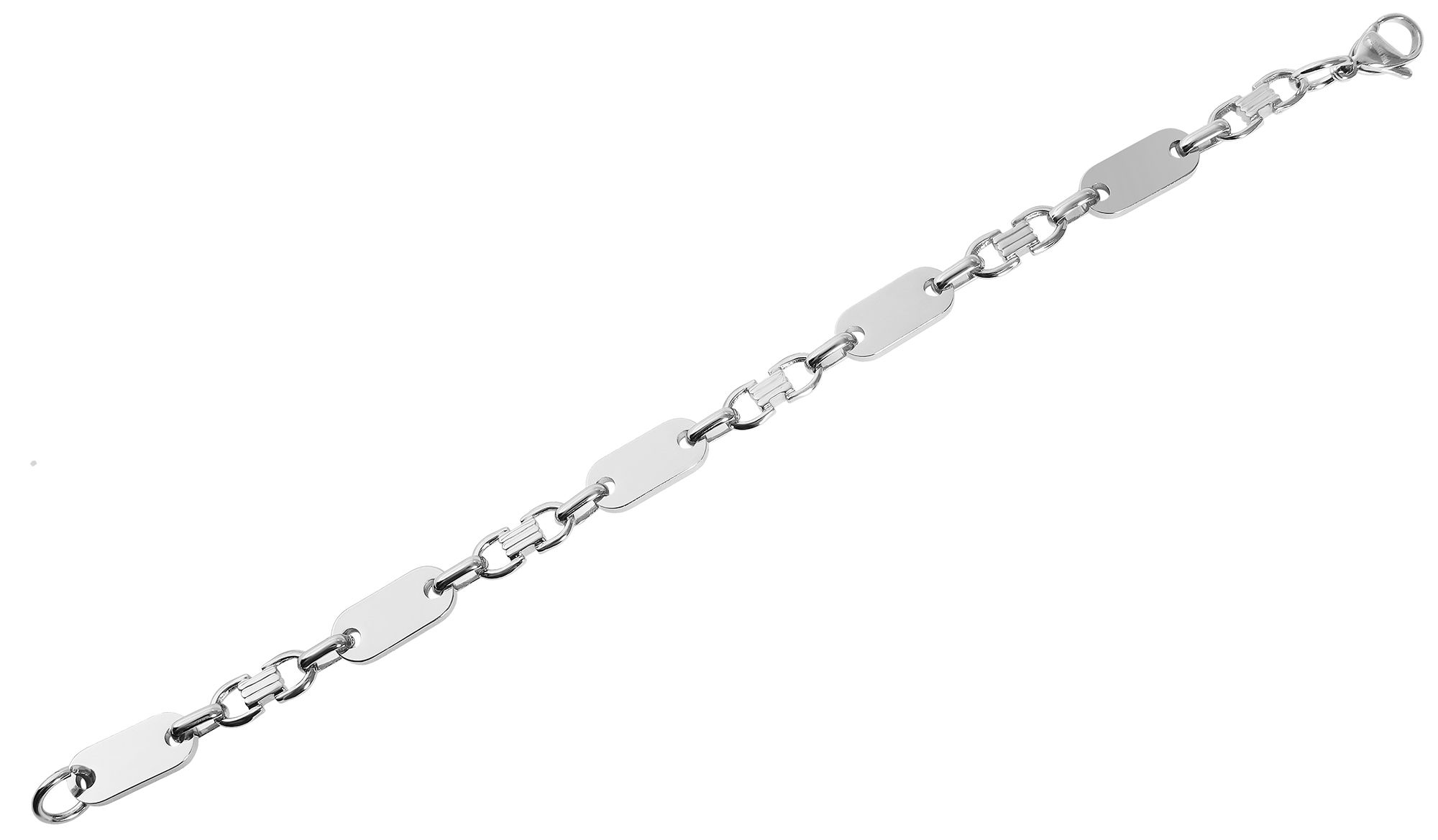 "Elya" Edelstahl Platten-Armband, silberfarben, 21 cm/ 8 mm