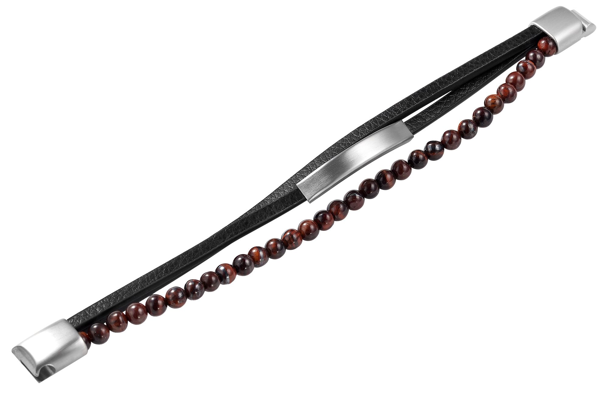 Akzent Armband aus Lederimitation mit Tigerauge, 21 cm