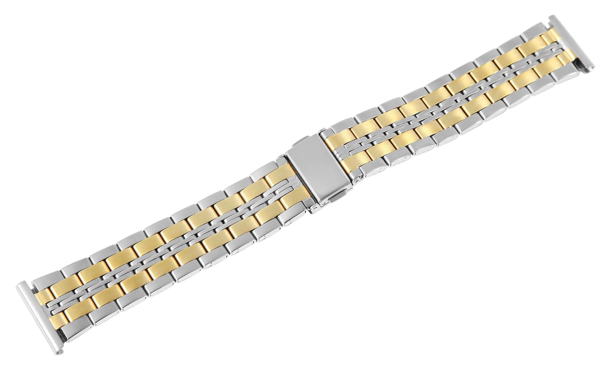 Edelstahl-Uhrenarmband mit Faltschließe, bicolor, 22 mm