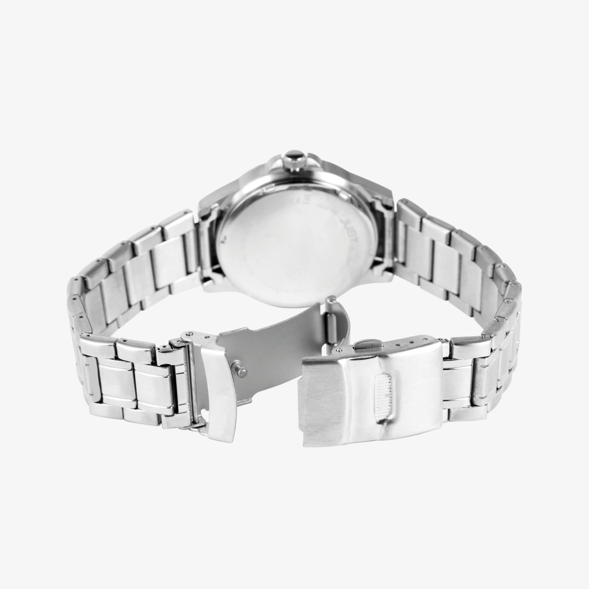Just "Baroon" Herrenuhr mit Edelstahlband, 3-Zeiger, Datumsanzeige, silberfarben, petrolfarbenes ZB