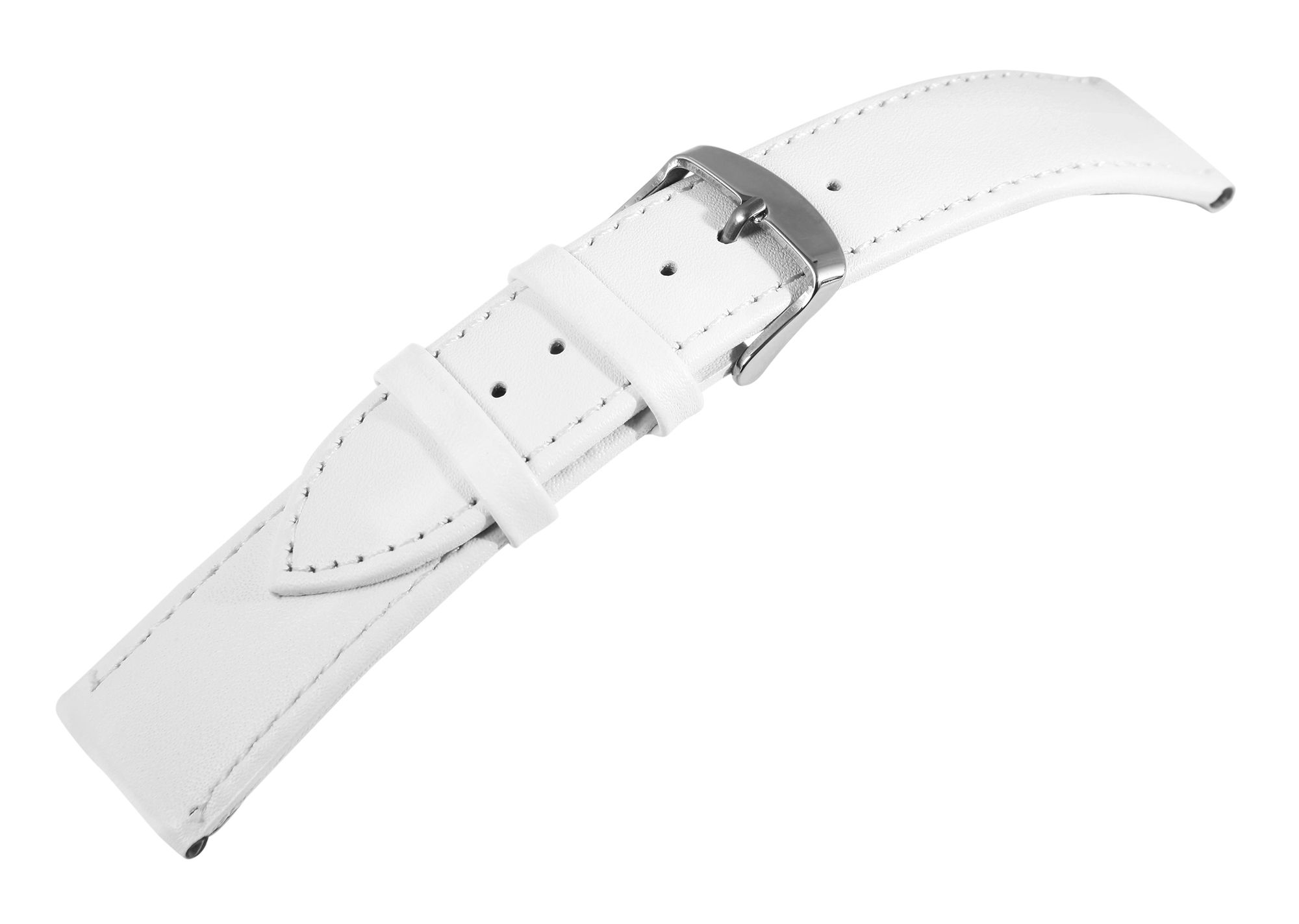 Echtleder-Uhrenarmband, weiß, 20 mm