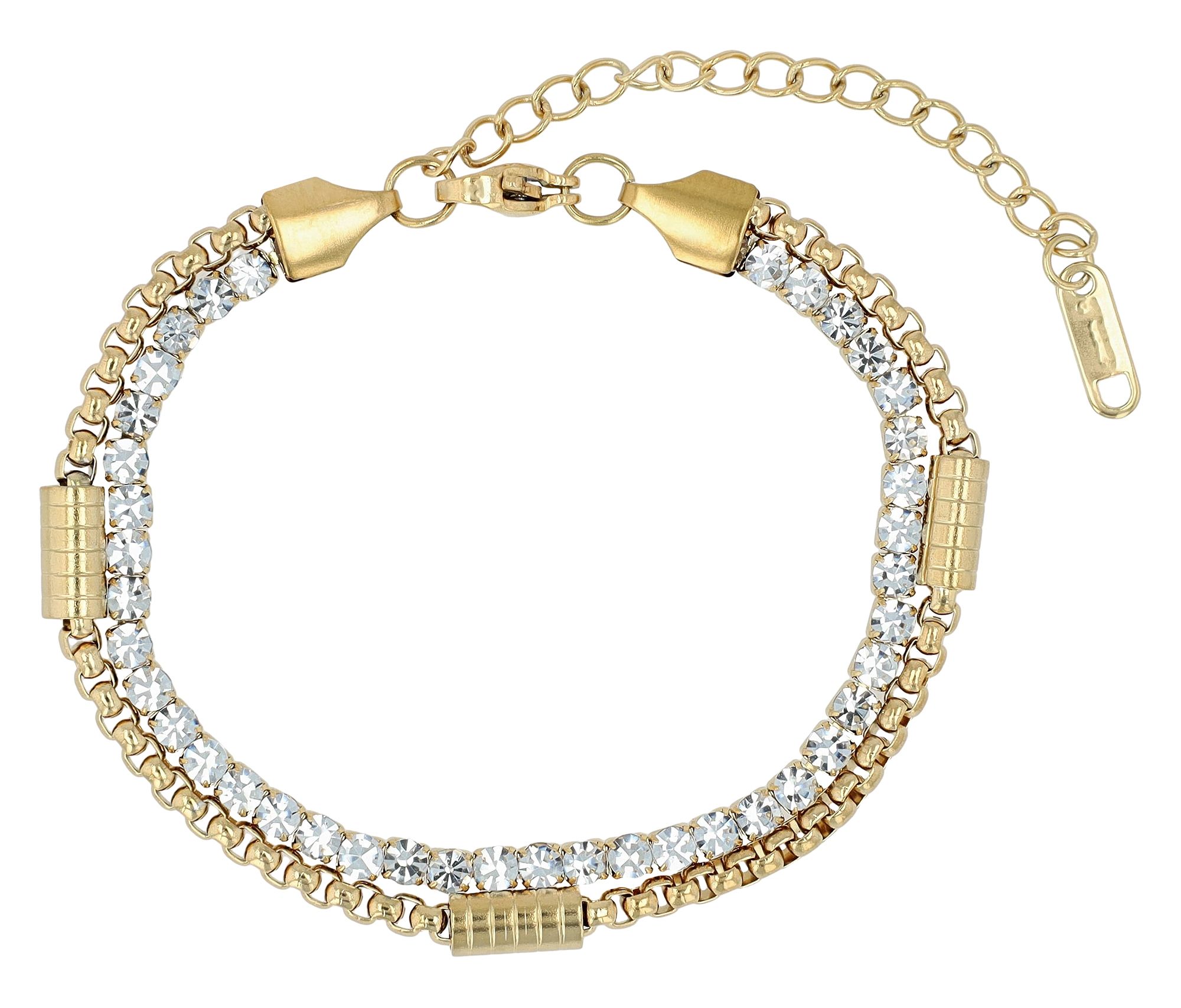 "Talida" Two Layers Armband, Tennisarmband, Edelstahl, 17,5 + 5 cm