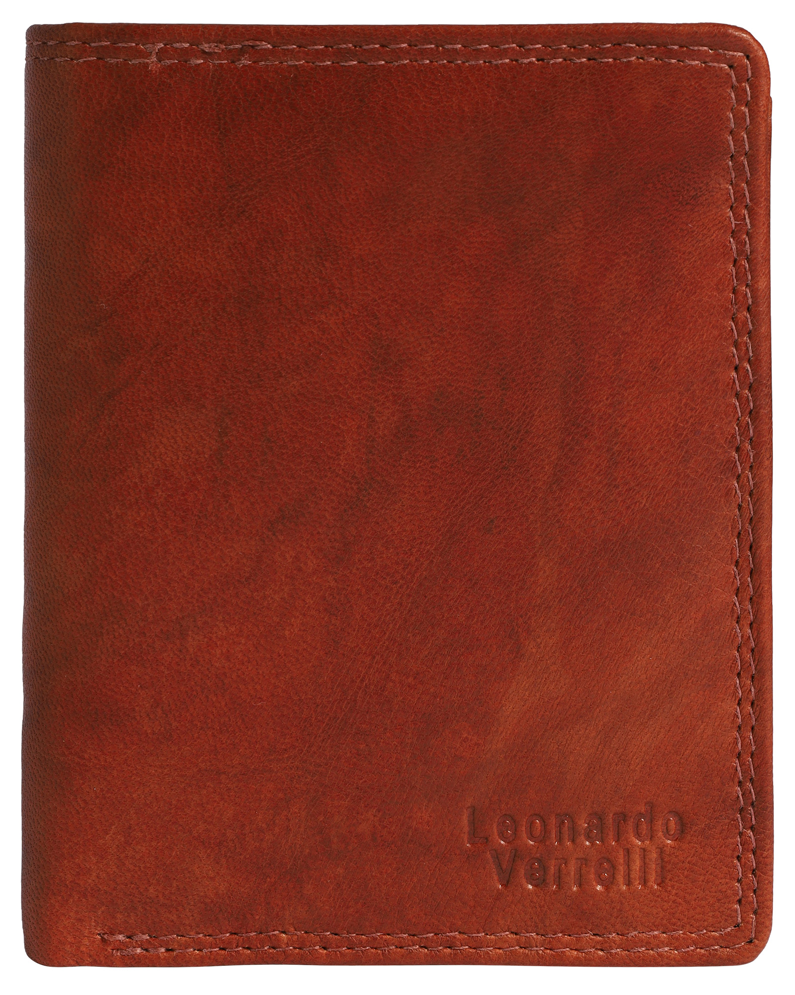 Leonardo Verrelli Echtleder (Antik) Geldbörse, RFID, Hochformat, braun (cognac)