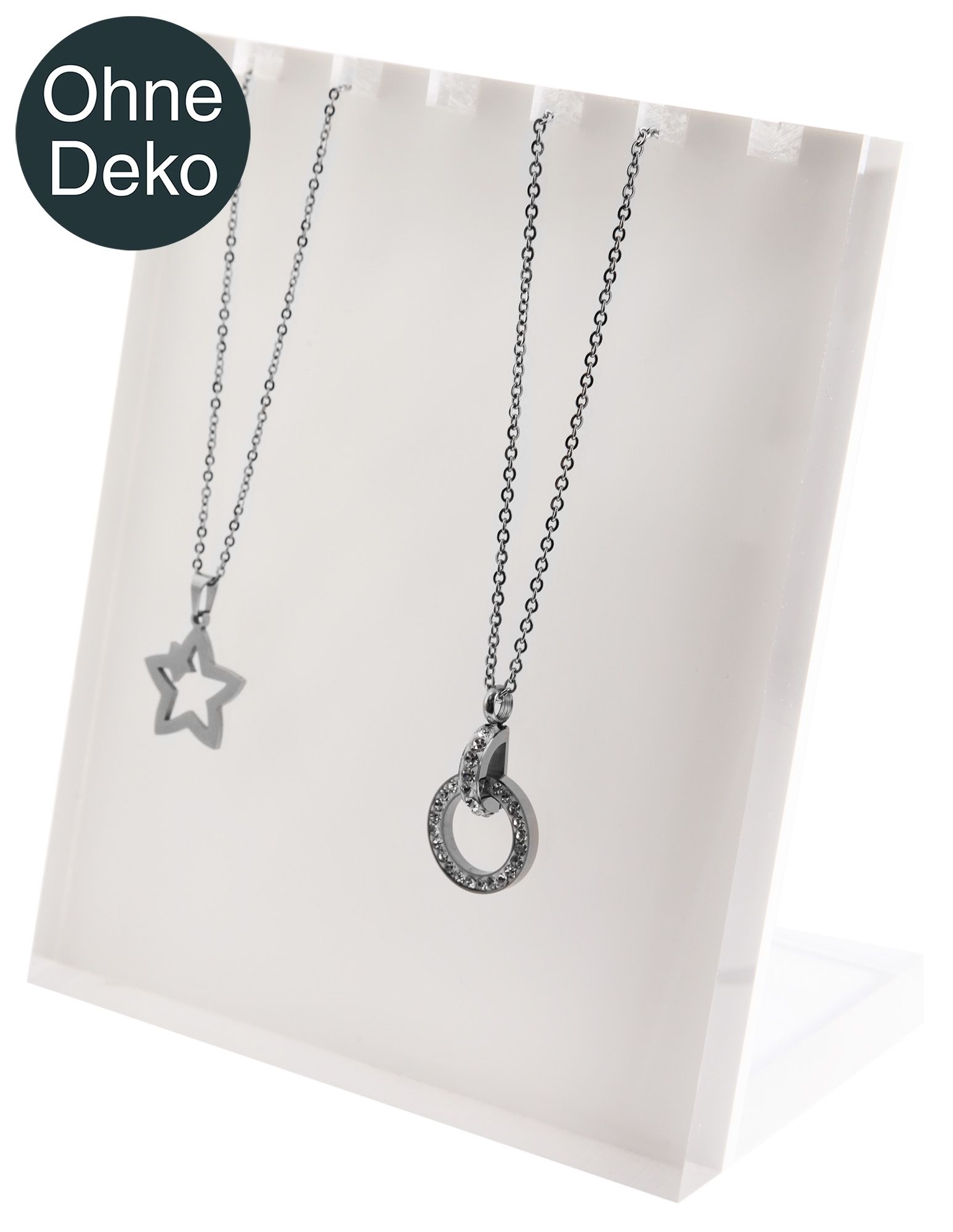 Schmuckdisplay für Ketten, weiß (ohne Deko), Maße: 15 x 12 x 1,4cm