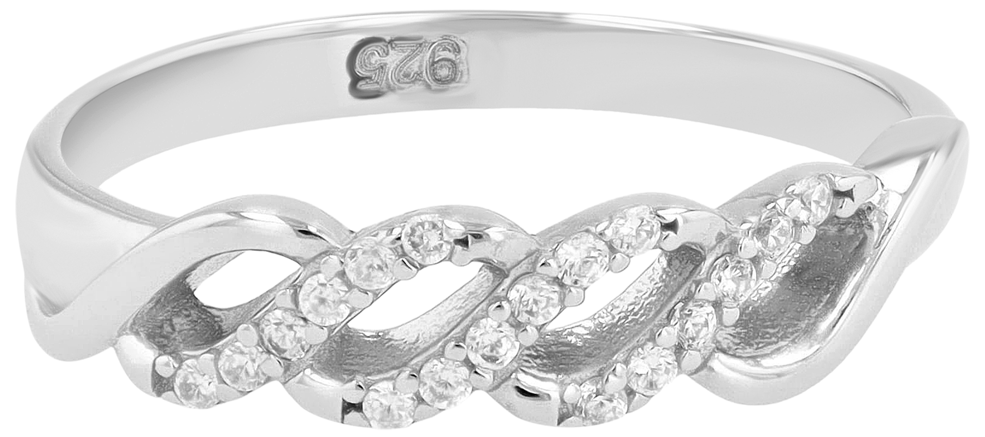 "Prata" 925/- Echt Silber Damenring, rhodiniert, Gr 60