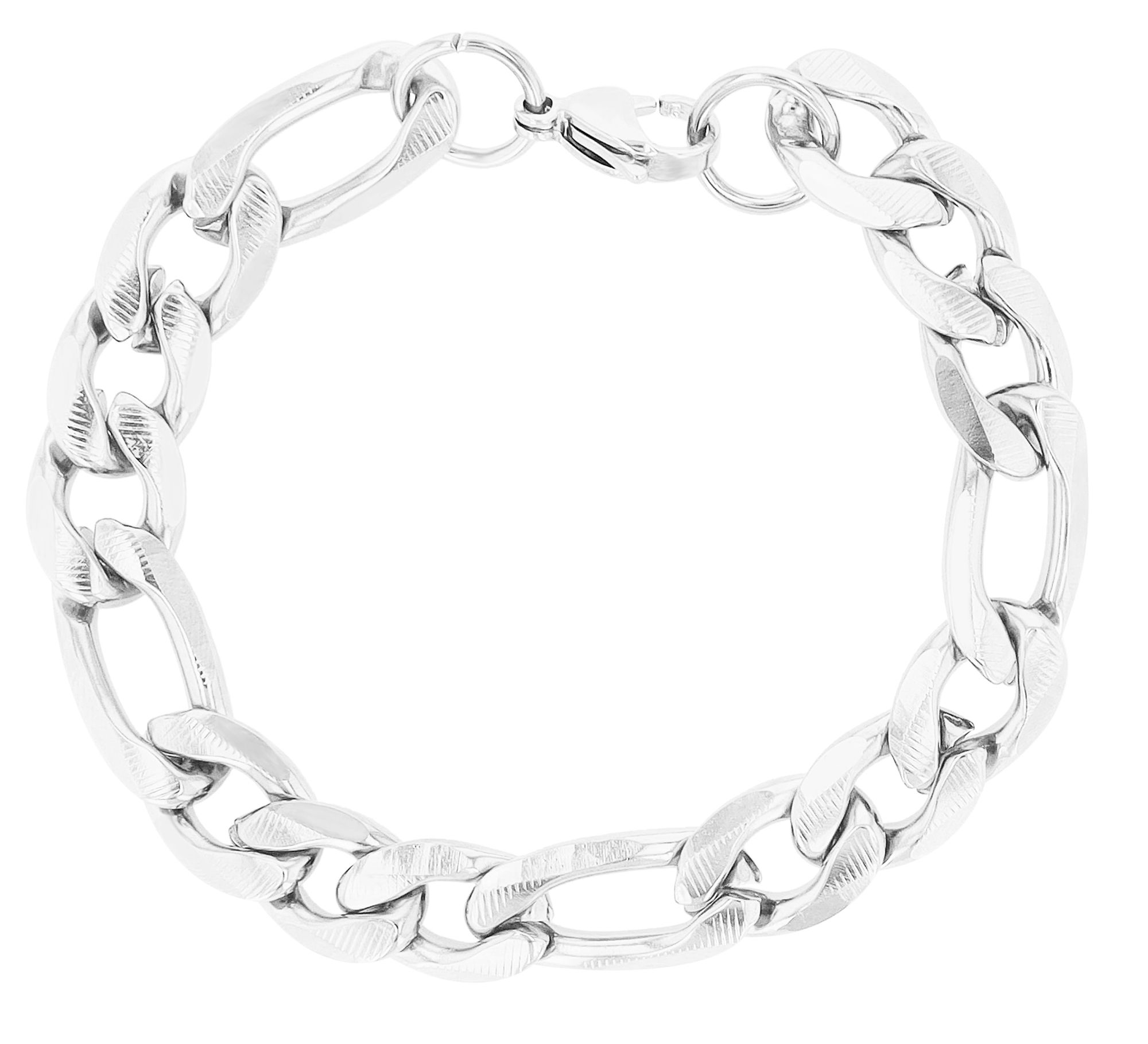 "Devin" Akzent Figaroarmband, Edelstahl, 21 cm, versilbert