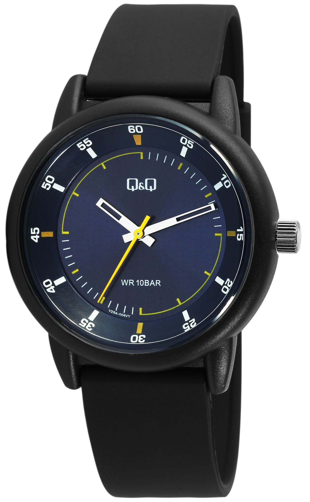 Q&Q Herrenuhr mit Silikonarmband, Ø 42 mm, schwarz/blau