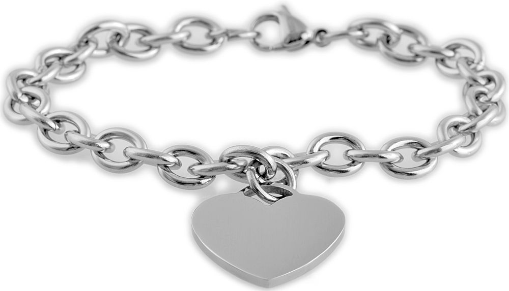 "Keynie" Edelstahl Armband mit Herz-Anhänger, 22 cm, silberfarben