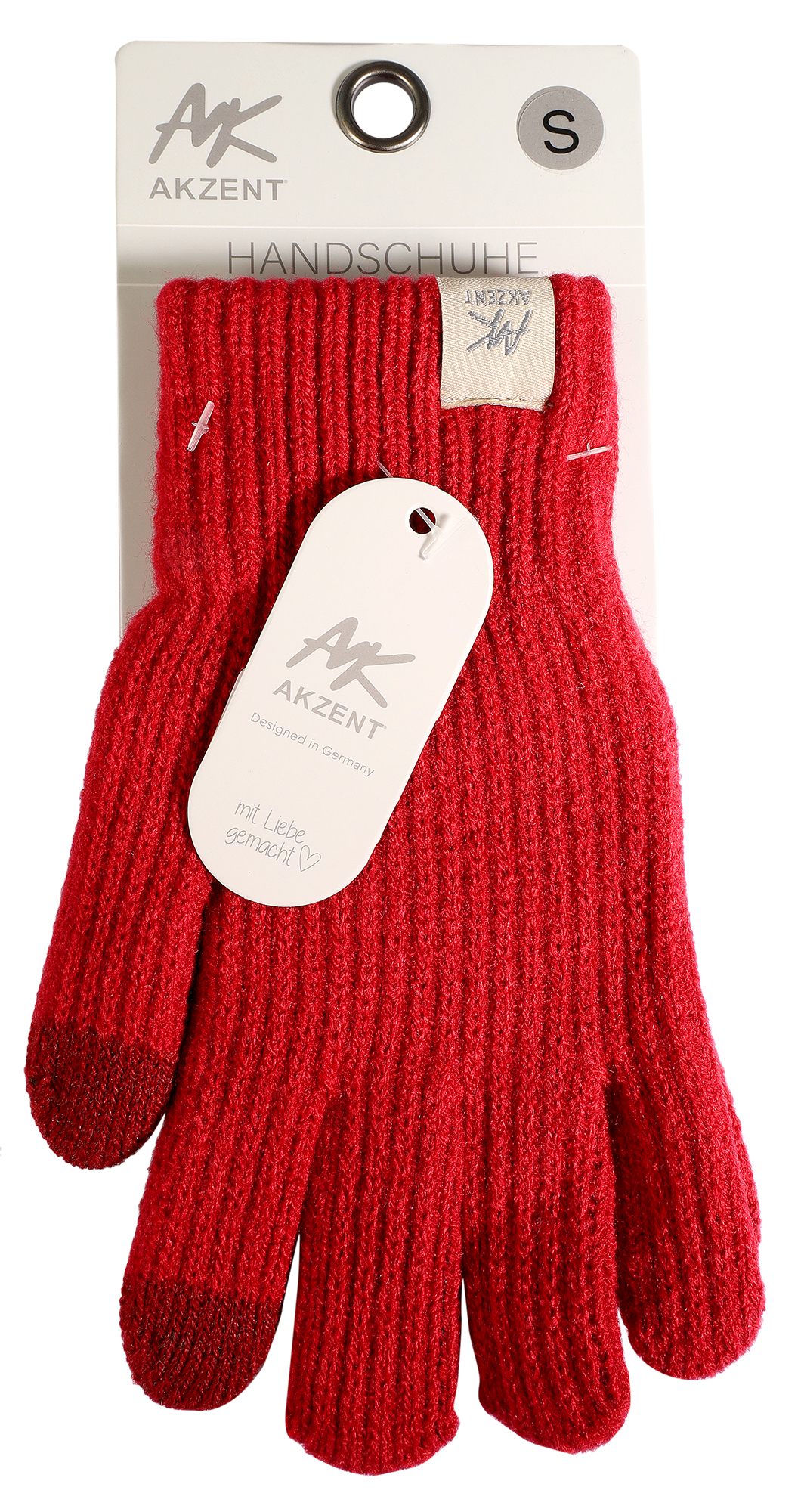 Damen-Handschuhe, Gr S, rot, Touch-Finger, 100% Polyester, VE-4