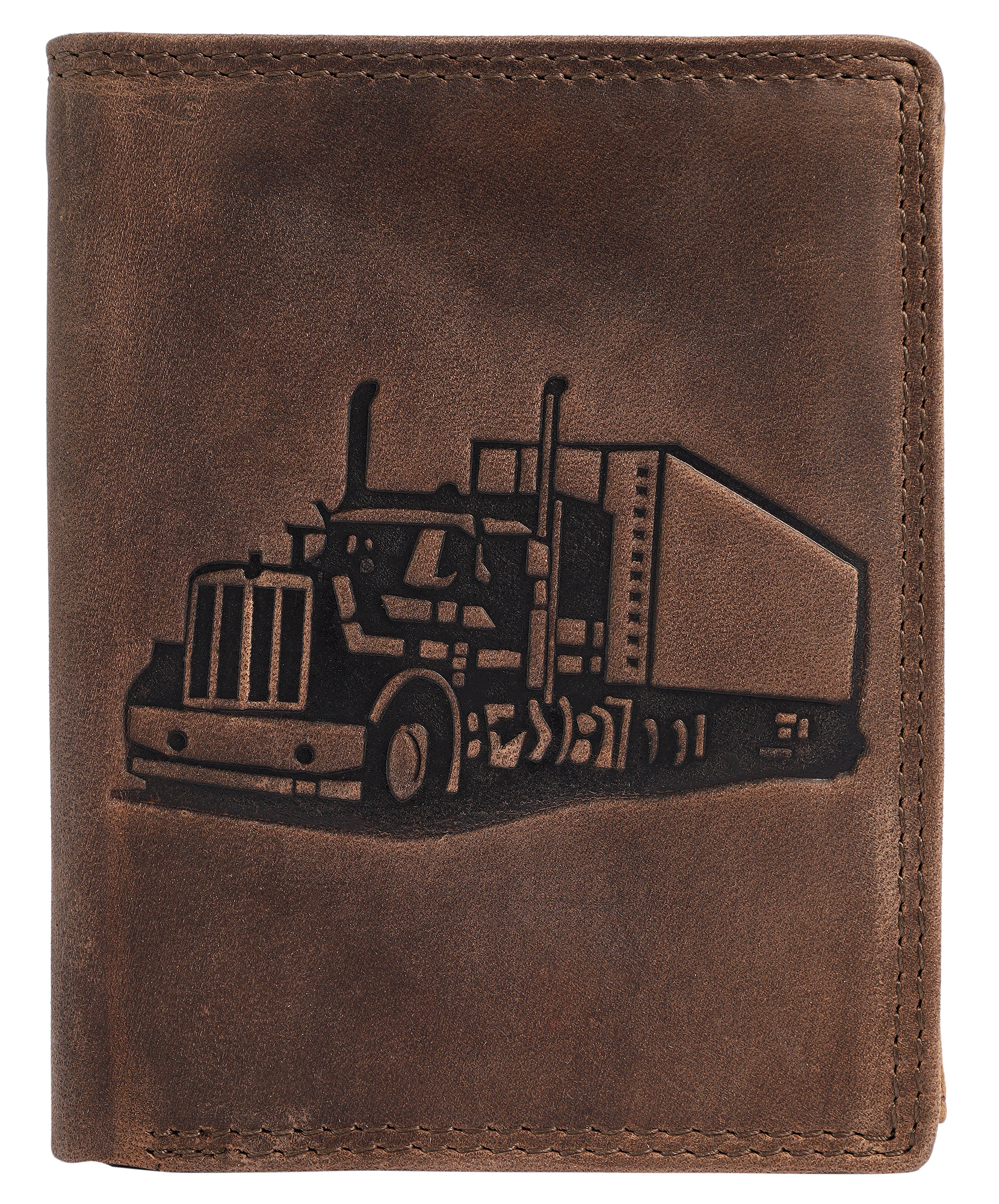 Akzent Echt Leder (Hunter-Leder) Geldbörse, RFID, Hochformat, "Truck", braun