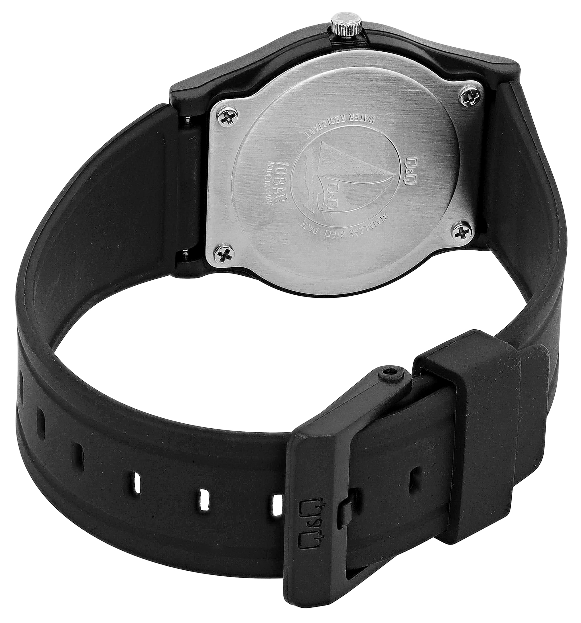 Q&Q Jugenduhr Resinband, Ø 33 mm, schwarz/ gelb