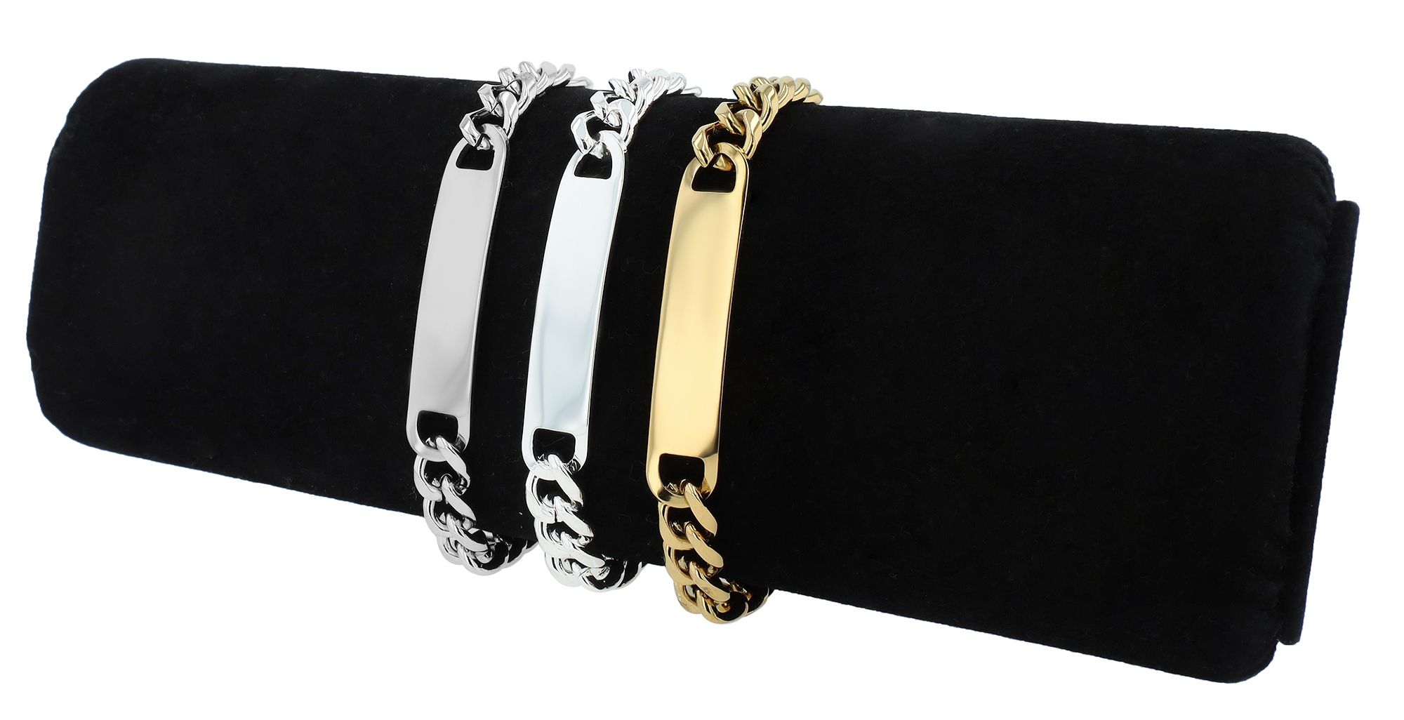 Akzent Panzerarmband "Wren" aus Edelstahl, Gravurplatte, 21 cm, silberfarben