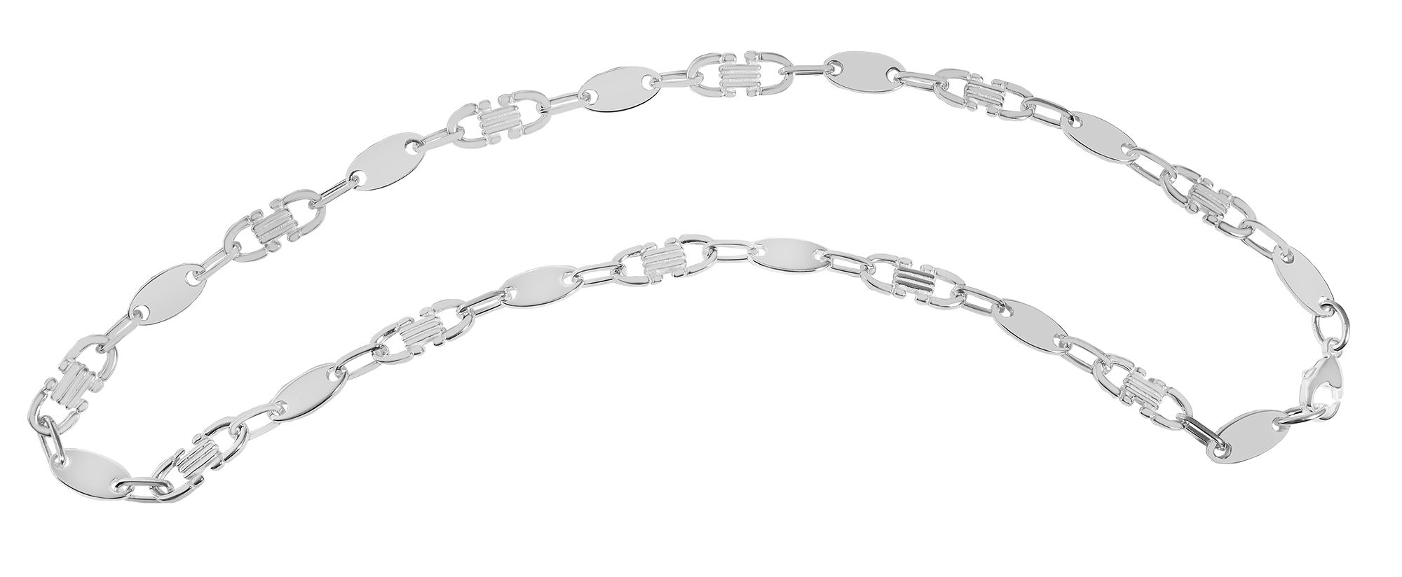 "Lore" 925/- Echt Silber Plattenkette, weiß, 70cm / 8 mm