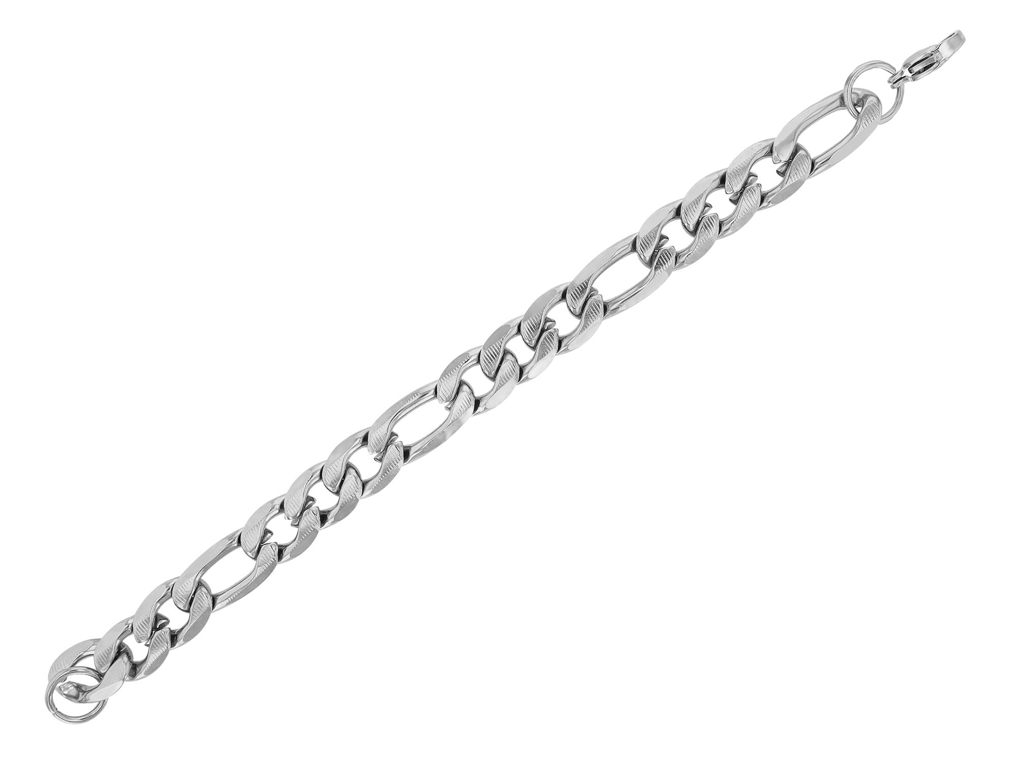 "Devin" Akzent Figaroarmband, Edelstahl, 21 cm, silberfarben