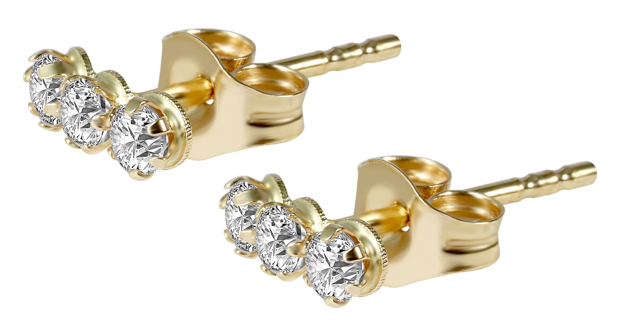 333/- Gold Ohrstecker mit Zirkoniabesatz, Gelbgold, 8 Karat