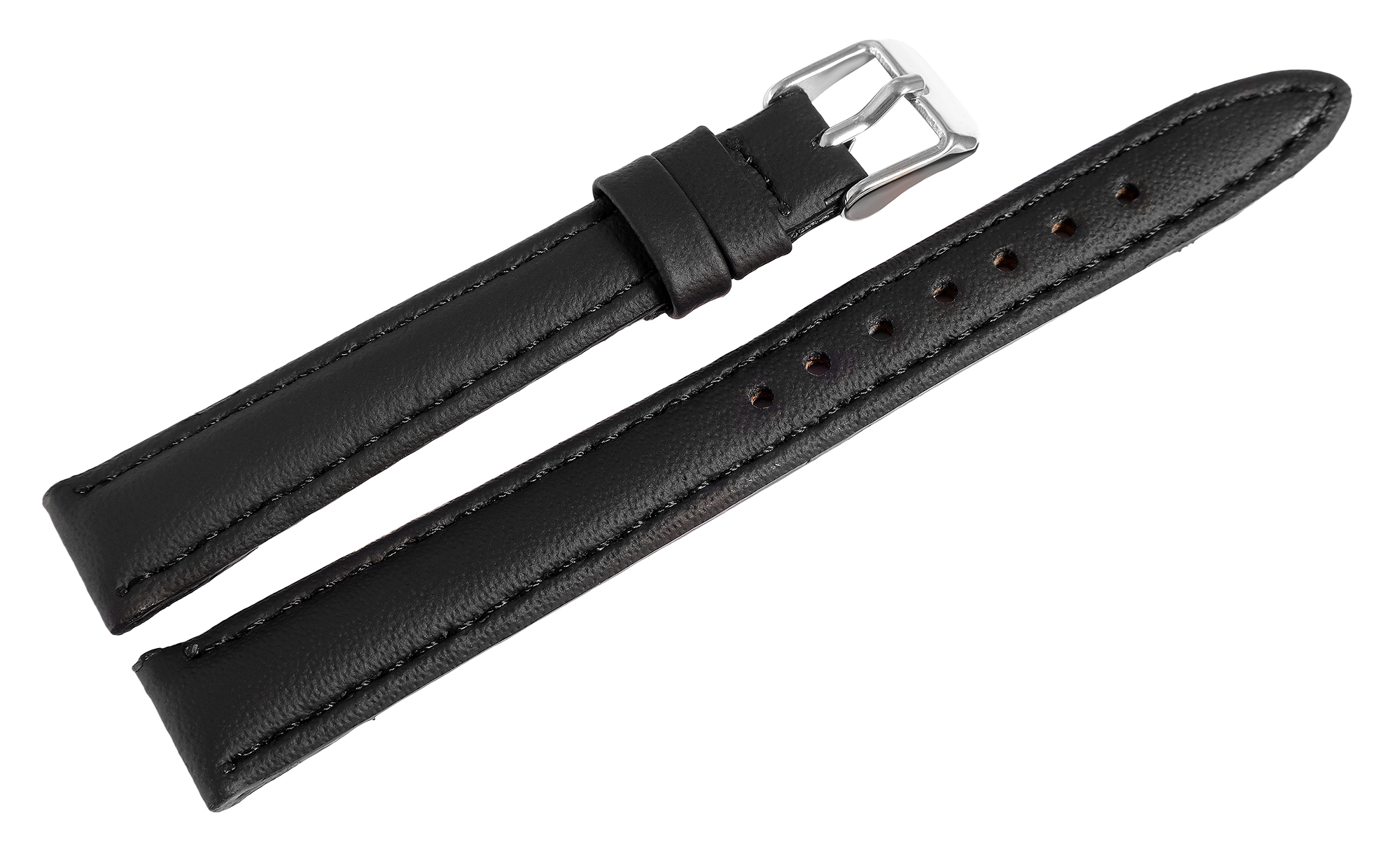 Echtleder Uhrenarmband, schwarz, gepolstert, VE-6
