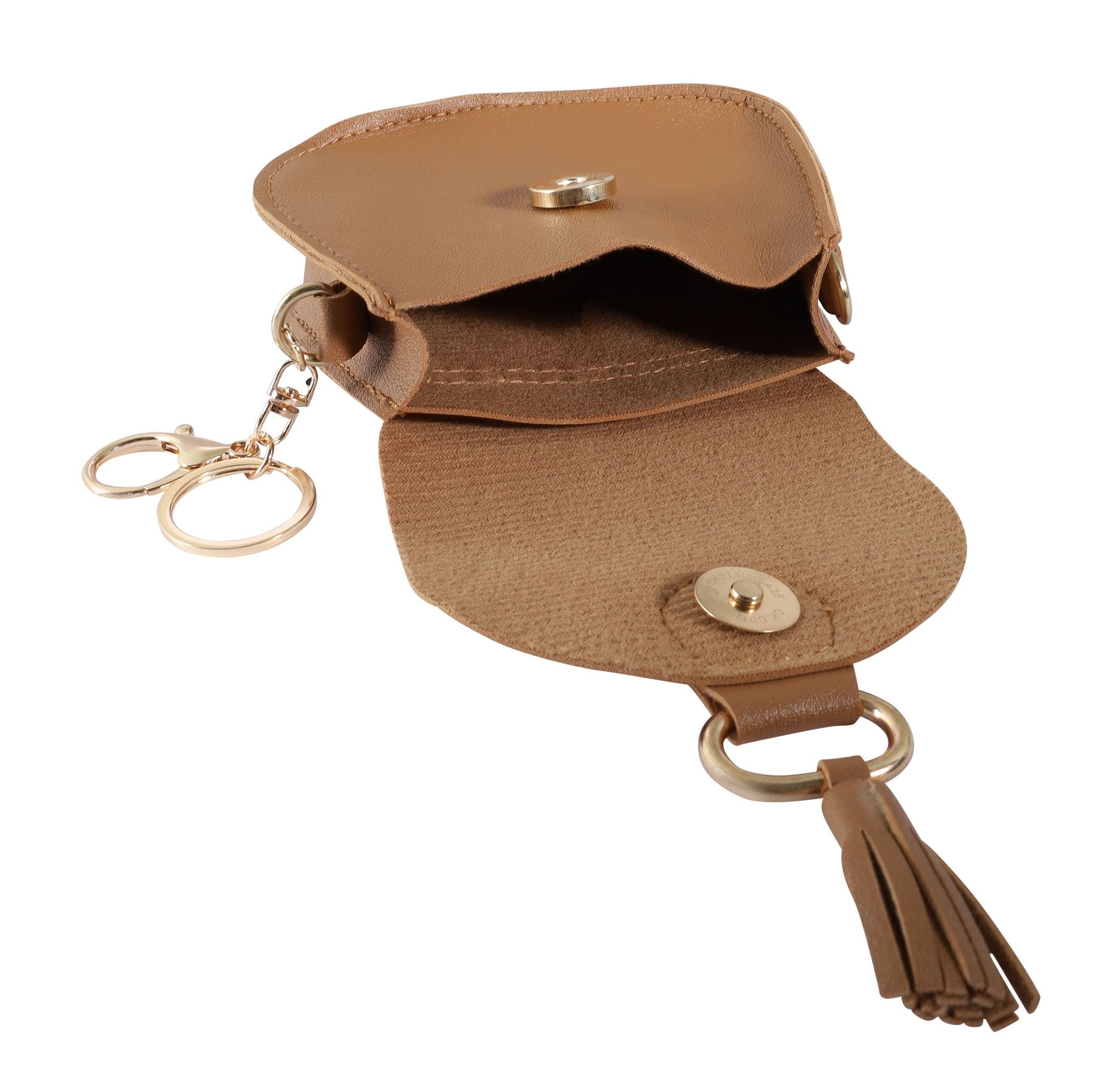 Mini-Tasche mit Karabinerhaken, Lederimitat, braun
