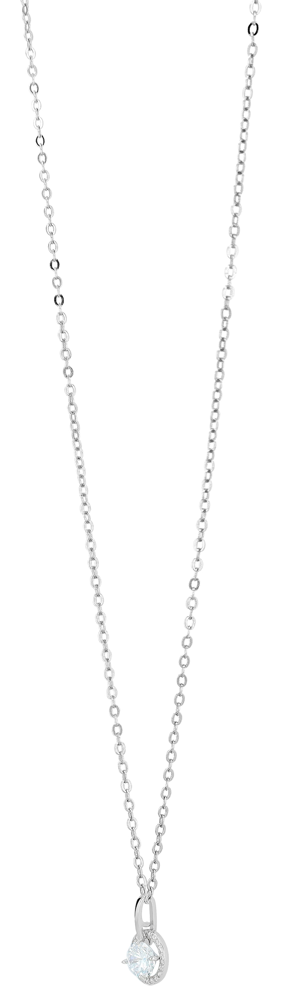 "Alesja" 925/- Echt Silber Kette mit Anhänger 42 + 3 cm, rhodiniert, weißer Zirkon