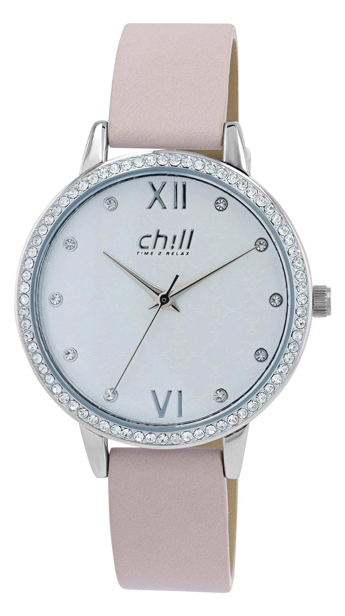 Chill, Damenuhr mit Lederimitat, Ø 36 mm, Simili, bordeaux-rot/ silberfarben