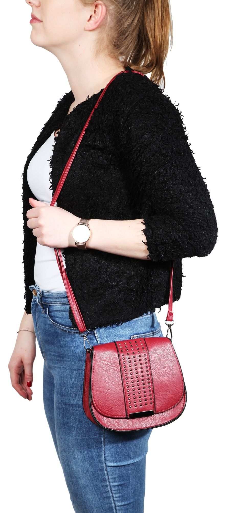 Damen Handtasche aus Lederimitation, rot