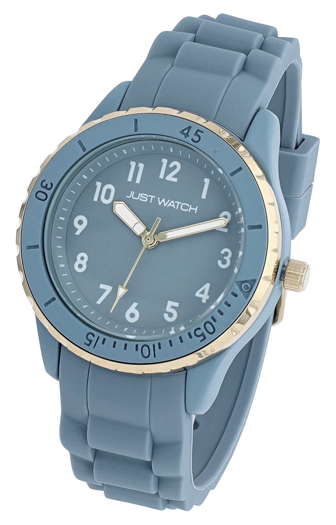 JUST WATCH Damenuhr "Kaia" mit Silikonband, 5ATM, hellblau/ goldfarben