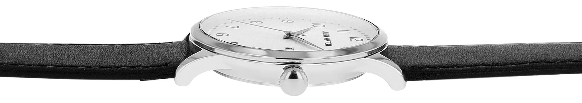Just Watch Herrenuhr Basicuhr mit Echtlederband, Datumsanzeige, 5 ATM, schwarz/silberfarben