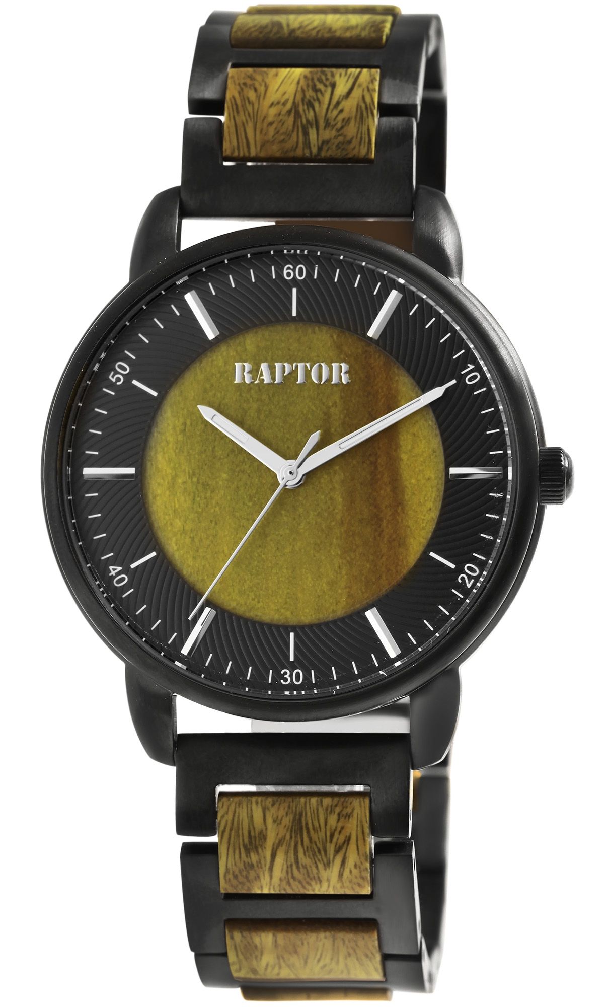 Raptor Herrenarmbanduhr "Lias" aus Edelstahl und grünem Sandelholz
