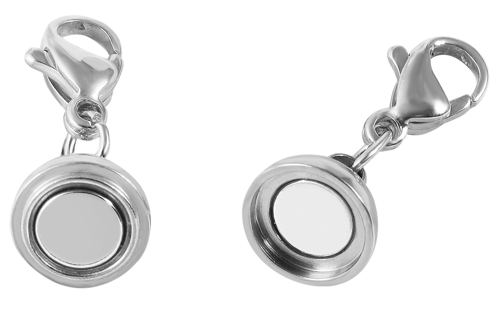 Magnetschließe rund mit 2  Karabinern, Edelstahl,  Kugel Durchmesser 8 mm